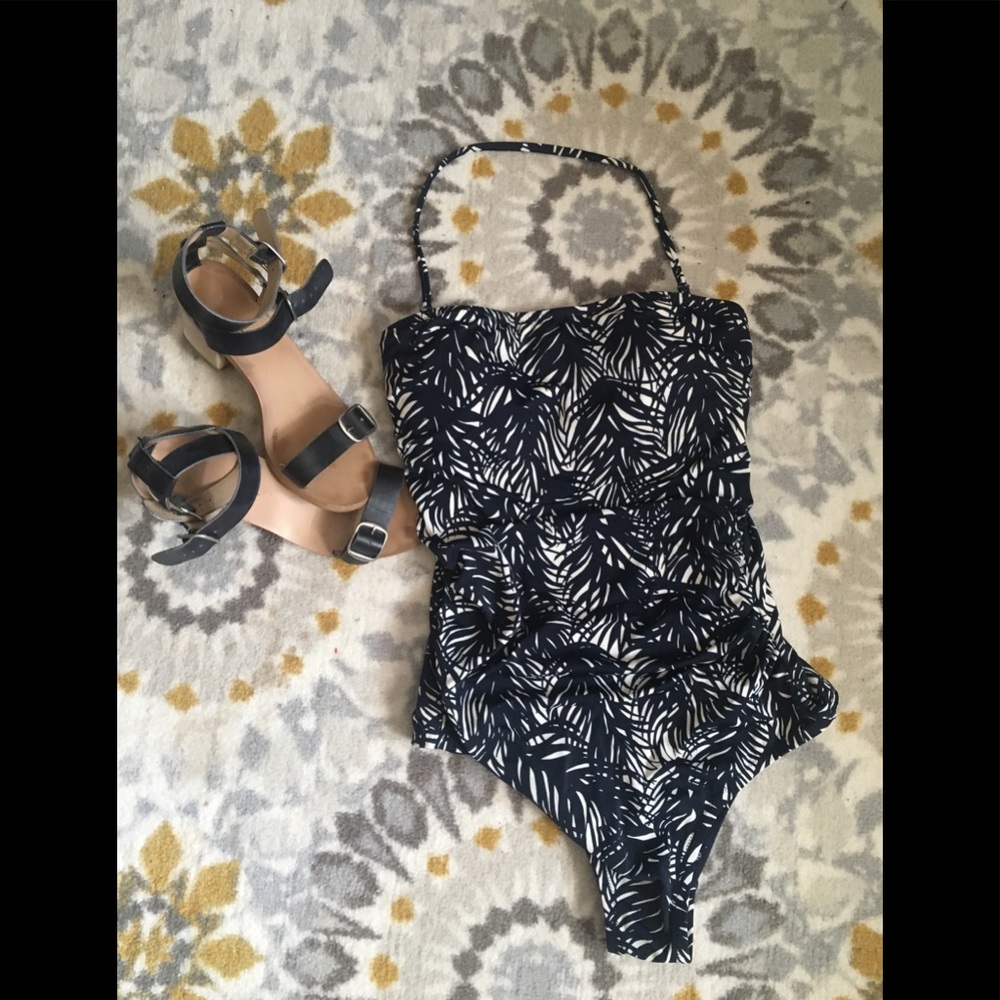 J. Crew Ruched Tropical Print Swimsuit